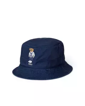 Мужская хлопковая панама с изображением медведя Polo Polo Ralph Lauren, тёмно-синий