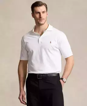 Мужская хлопковая поло Big & Tall Classic Fit Polo Ralph Lauren, белый
