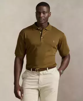 Мужская хлопковая поло Big & Tall Classic Fit Polo Ralph Lauren, коричневый