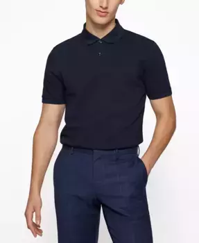 Мужская хлопковая поло Regular-Fit Hugo Boss, синий