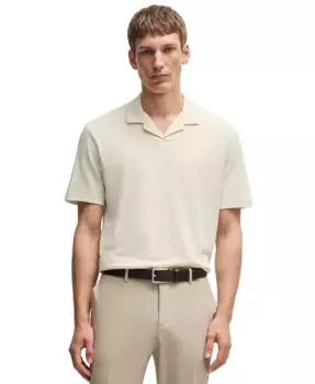 Мужская хлопковая поло-рубашка свободного кроя из льна Hugo Boss, белый