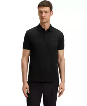 Мужская хлопковая поло с жаккардовым термоконтролем Body-Mapping Hugo Boss, черный
