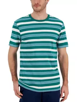 Мужская хлопковая полосатая футболка Club Room, цвет Shady Glade