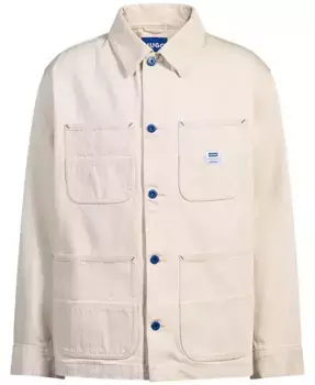 Мужская хлопковая рубашка-куртка свободного кроя Hugo Boss, коричневый/бежевый