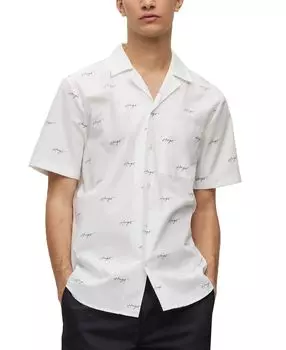 Мужская хлопковая рубашка обычного кроя Ellino с логотипом HUGO