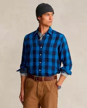 Мужская хлопковая рубашка обычного кроя с карманом Polo Ralph Lauren, синий