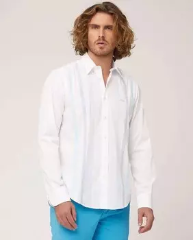 Мужская хлопковая рубашка обычного кроя в белую полоску Harmont&Blaine, белый