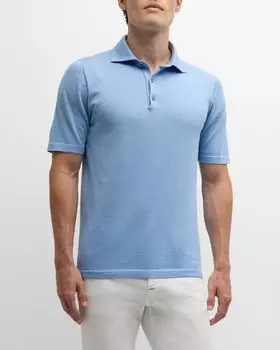 Мужская хлопковая рубашка-поло Kiton, цвет Light Blue