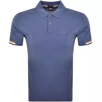 Мужская хлопковая рубашка-поло с короткими рукавами Hugo Boss Parlay 147 пике, синий