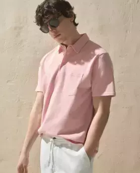 Мужская хлопковая рубашка-поло с короткими рукавами Dustin, розовый
