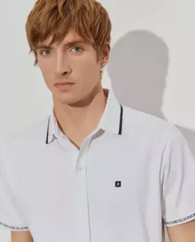 Мужская хлопковая рубашка-поло с полосками Lion of Porches, белый