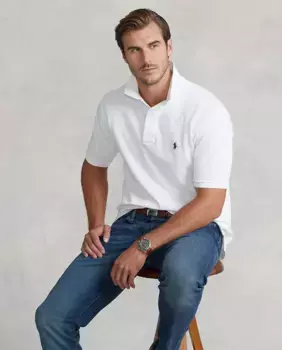 Мужская хлопковая рубашка-поло стандартного кроя больших размеров Polo Ralph Lauren, белый