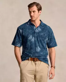 Мужская хлопковая рубашка-поло стандартного кроя больших размеров Polo Ralph Lauren, цвет Azul Ultramar