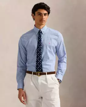 Мужская хлопковая рубашка Regular fit Polo Ralph Lauren, светло-голубой