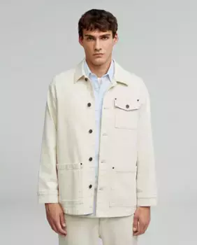 Мужская хлопковая рубашка с карманом на груди Scalpers, цвет Crudo