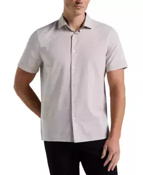 Мужская хлопковая рубашка с коротким рукавом на пуговицах в стиле "добби" Perry Ellis, коричневый