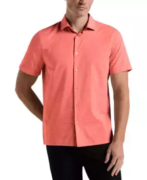 Мужская хлопковая рубашка с коротким рукавом на пуговицах в стиле "добби" Perry Ellis, коричневый