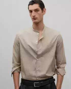 Мужская хлопковая рубашка с воротником-стойкой стандартного кроя Adolfo Dominguez, серый