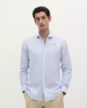 Мужская хлопковая рубашка с вырезным воротником Scalpers, голубой