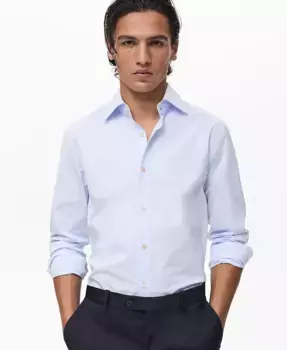 Мужская хлопковая рубашка Slim Fit MANGO, синий