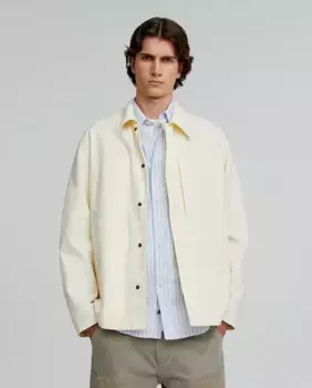 Мужская хлопковая рубашка со скрытой застежкой на пуговицы Scalpers, кремовый