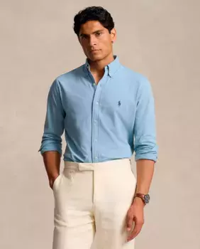 Мужская хлопковая рубашка стандартного кроя Polo Ralph Lauren, синий