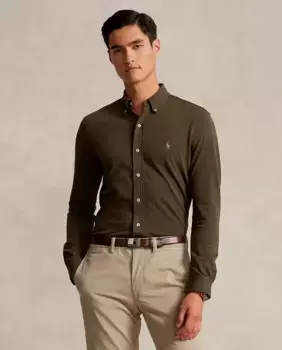 Мужская хлопковая рубашка стандартного кроя Polo Ralph Lauren, зеленый
