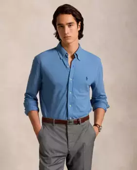 Мужская хлопковая рубашка стандартного кроя Polo Ralph Lauren, синий