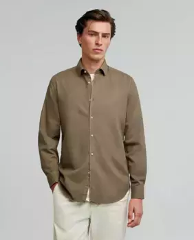 Мужская хлопковая рубашка стандартного кроя Scalpers, цвет Kaki