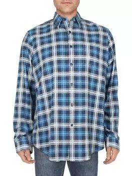Мужская хлопковая рубашка в клетку на пуговицах Polo Ralph Lauren, цвет Blue Multi