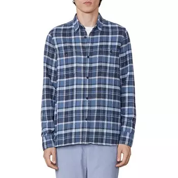 Мужская хлопковая рубашка в клетку на пуговицах Officine Gnrale, цвет Storm Blue/Faded Blue