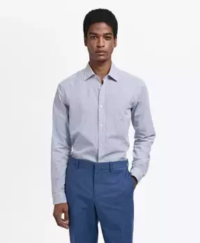 Мужская хлопковая рубашка в полоску Slim-Fit MANGO, синий