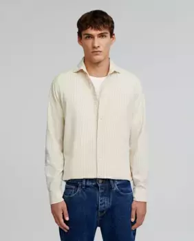 Мужская хлопковая рубашка в полоску стандартного кроя Scalpers, бежевый