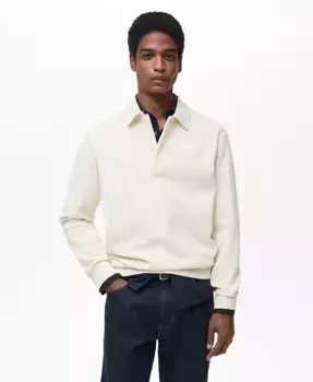 Мужская хлопковая толстовка-поло Regular-Fit MANGO, коричневый/бежевый
