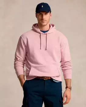Мужская хлопковая толстовка с капюшоном больших размеров Polo Ralph Lauren, розовый