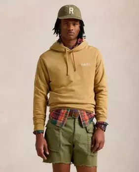 Мужская хлопковая толстовка с капюшоном с логотипом Polo Ralph Lauren, цвет Camel