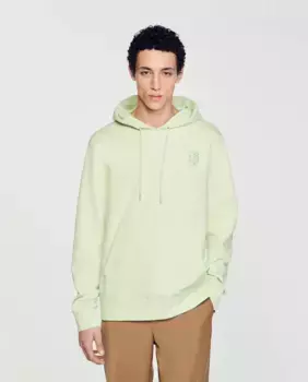 Мужская хлопковая толстовка с капюшоном Sandro, светло-зеленый