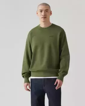 Мужская хлопковая толстовка с круглым вырезом Levi's, темно-зеленый