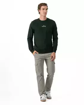 Мужская хлопковая толстовка с круглым вырезом Makarthy, темно-зеленый