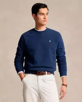 Мужская хлопковая толстовка с круглым вырезом Polo Ralph Lauren, темно-синий