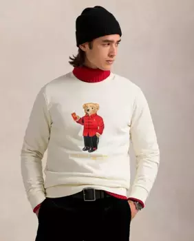 Мужская хлопковая толстовка с круглым вырезом Polo Ralph Lauren, цвет Crudo