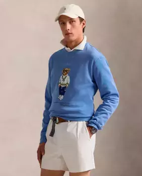 Мужская хлопковая толстовка с принтом Polo Bear Polo Ralph Lauren, голубой