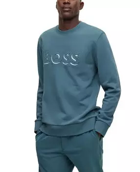 Мужская хлопковая толстовка с тиснением и принтом логотипа boss Hugo Boss, мульти
