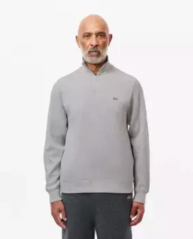 Мужская хлопковая толстовка с высокой молнией Lacoste, светло-серый