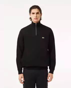 Мужская хлопковая толстовка с высокой молнией Lacoste, черный