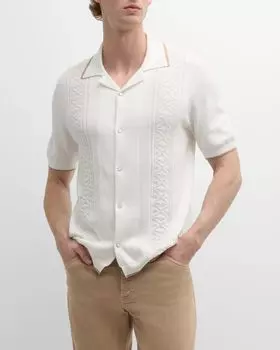 Мужская хлопковая трикотажная походная рубашка Brunello Cucinelli, цвет Off White