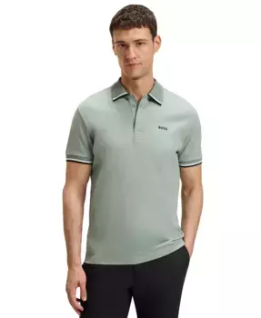 Мужская хлопковая трикотажная поло Paddy классического кроя Hugo Boss, зеленый