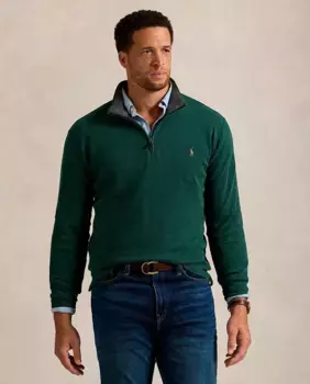 Мужская хлопковая водолазка больших размеров Polo Ralph Lauren, цвет Verde Pino