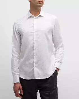 Мужская хлопковая жаккардовая спортивная рубашка Emporio Armani, цвет Brown