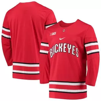 Мужская хоккейная майка команды Scarlet Ohio State Buckeyes Replica Team Nike